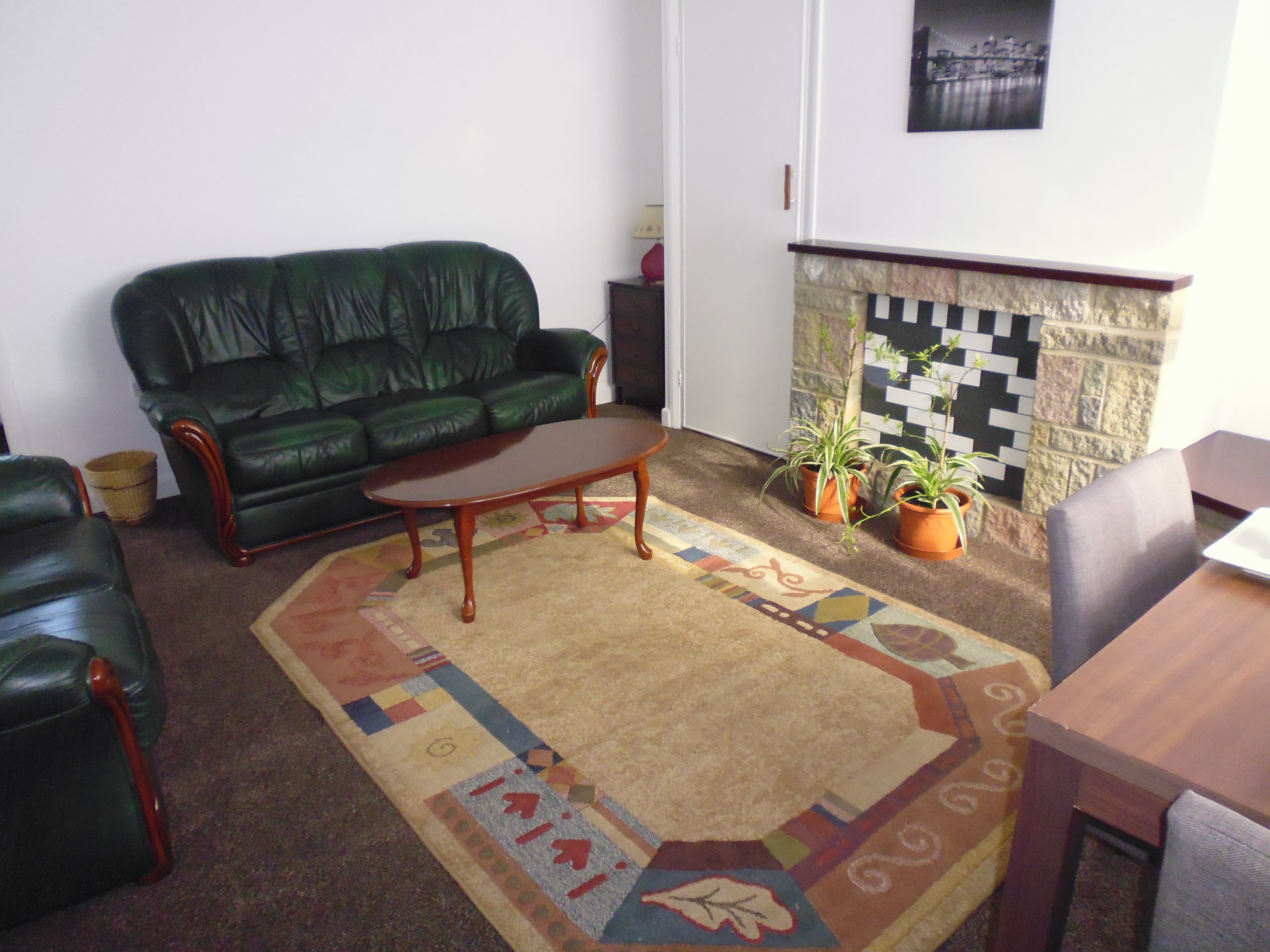 Spacious living room with sofas and coffee table