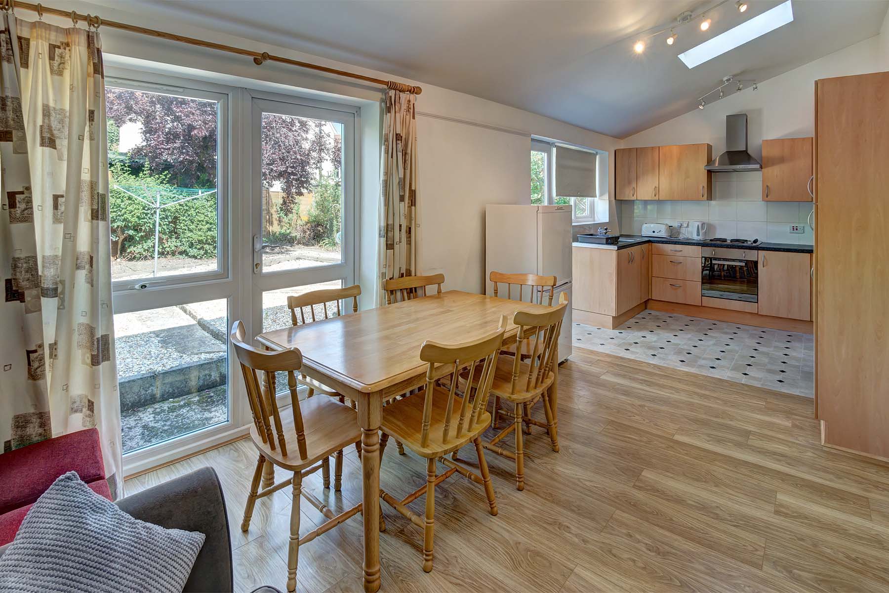 Dining room with wooden table