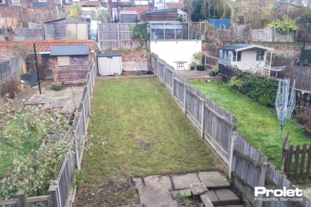 Birdseye view of garden, laid to lawn