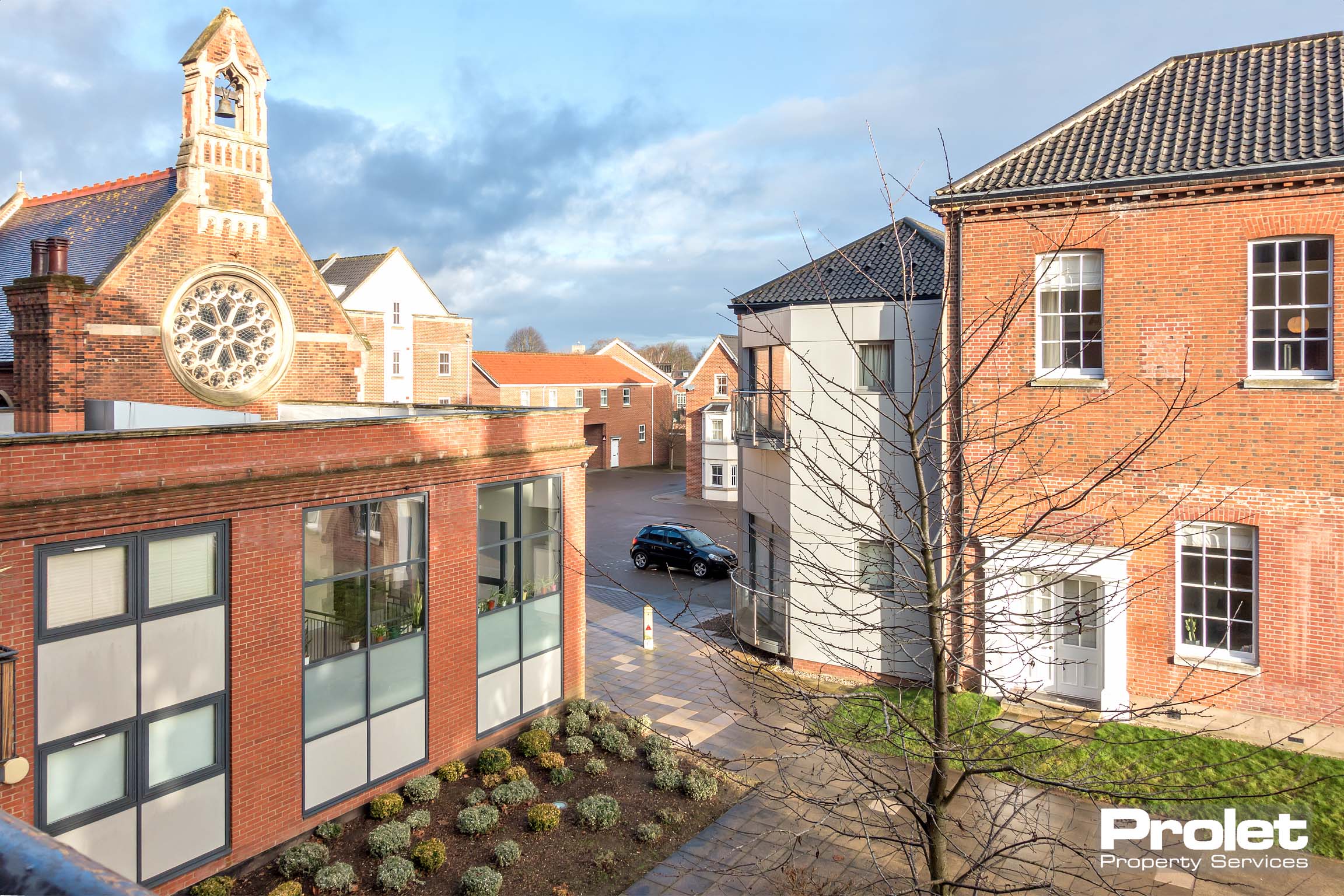 City view with red brick building
