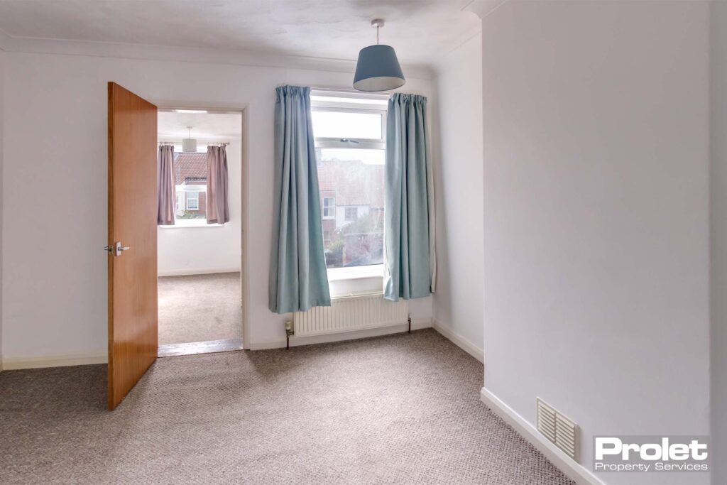 Upstairs bedroom with box room off the back