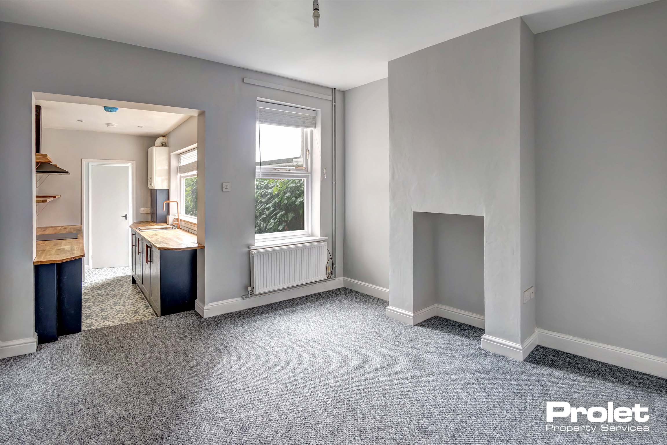 Grey walls and grey carpet