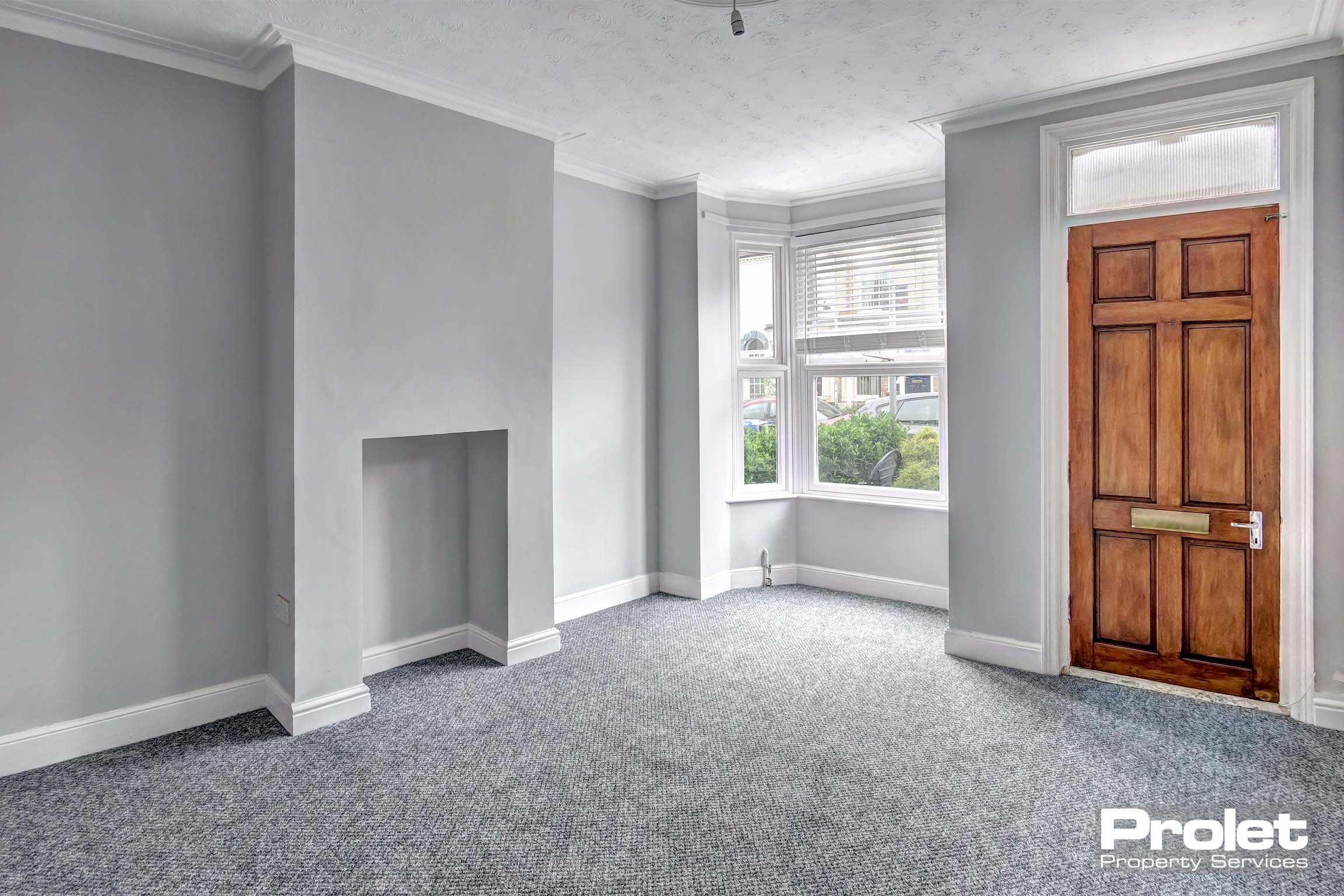 Grey walls and grey carpet