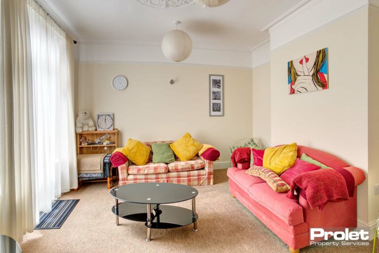 Lounge area with patio doors