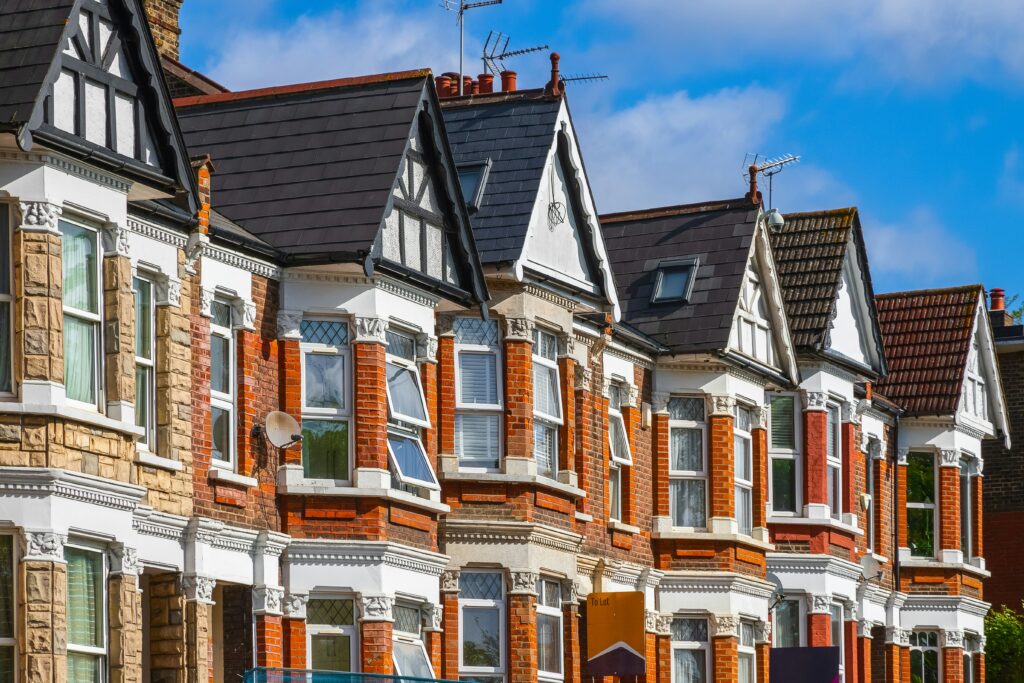 Row of terrace houses in Norwich's Golden Triangle