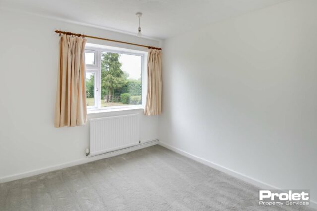 Bedroom with white walls and grey carpet