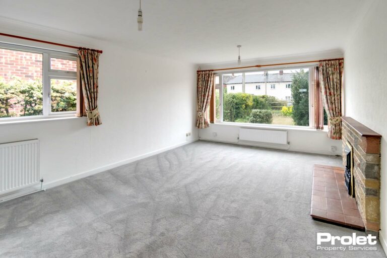 Living area with white walls and grey carpet