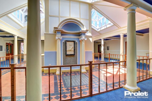 Large foyer with statue