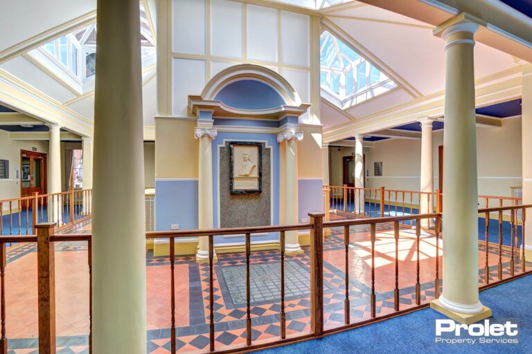 Large foyer with statue